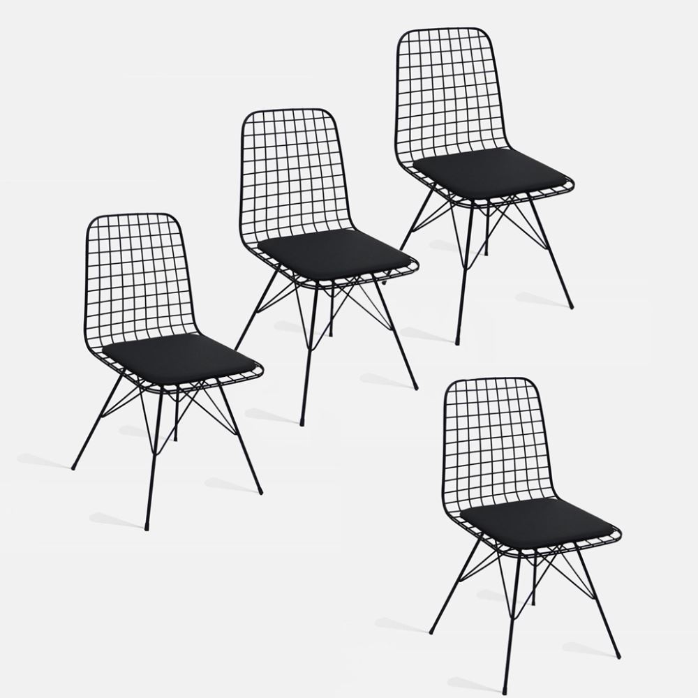 Tekzen Home Tel Sandalye Siyah 4 Adet Tekzen