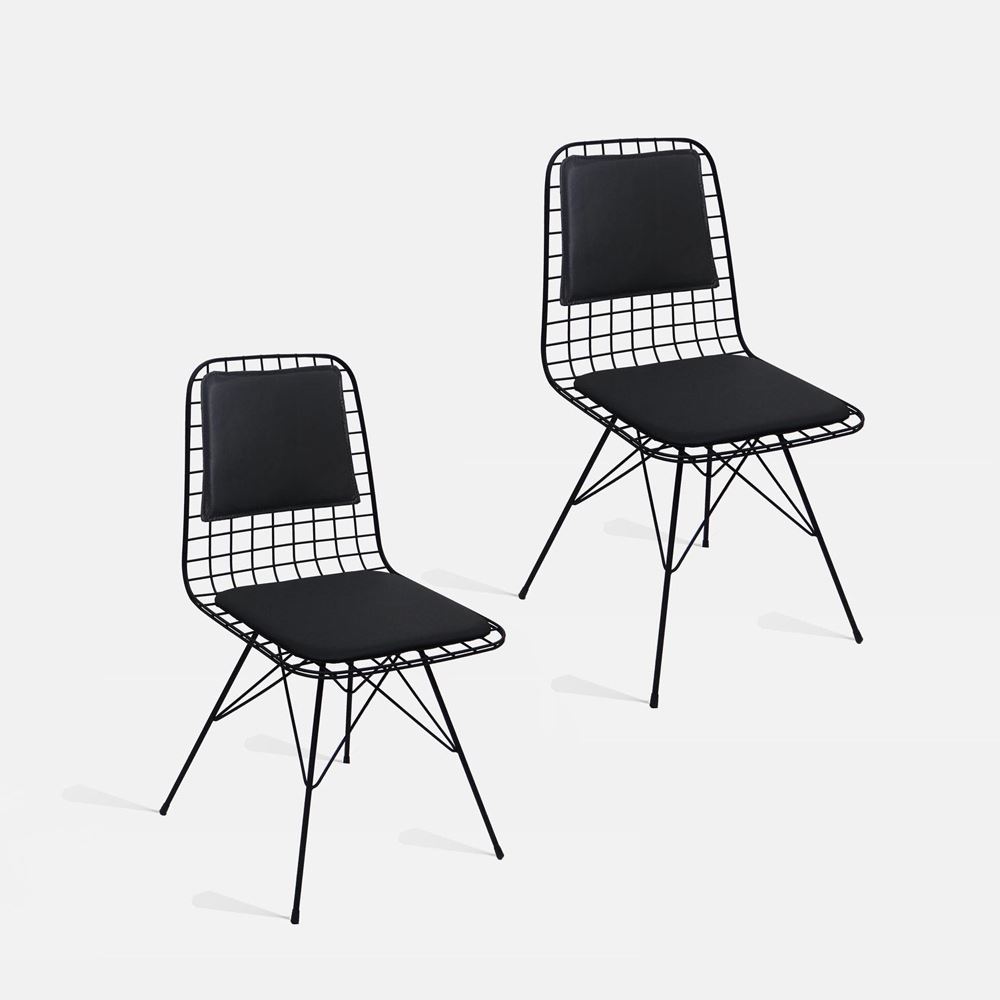 Tekzen Home Tel Sandalye Sırt Minderli Siyah 2 Adet Tekzen Tekzen Home Tel Sandalye Sırt Minderli Siyah 2 Adet Tekzen