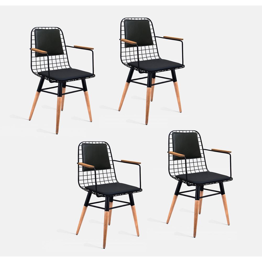 Tekzen Home Tel Sandalye Kolçaklı ve Sırt Minderli Ahşap Tekzen Home Tel Sandalye Kolçaklı ve Sırt Minderli Ahşap