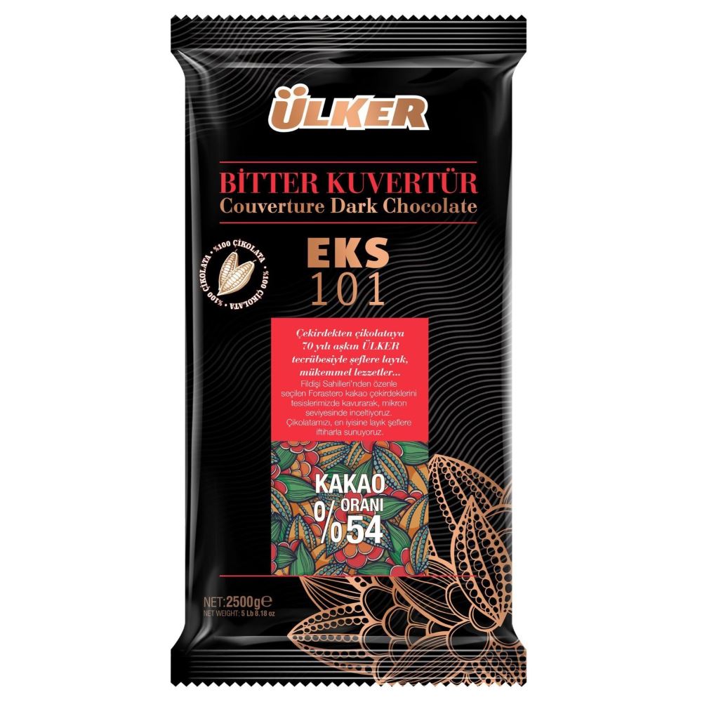 Ülker Kuvertür Bitter Çikolata 54 2,5kg Tekzen