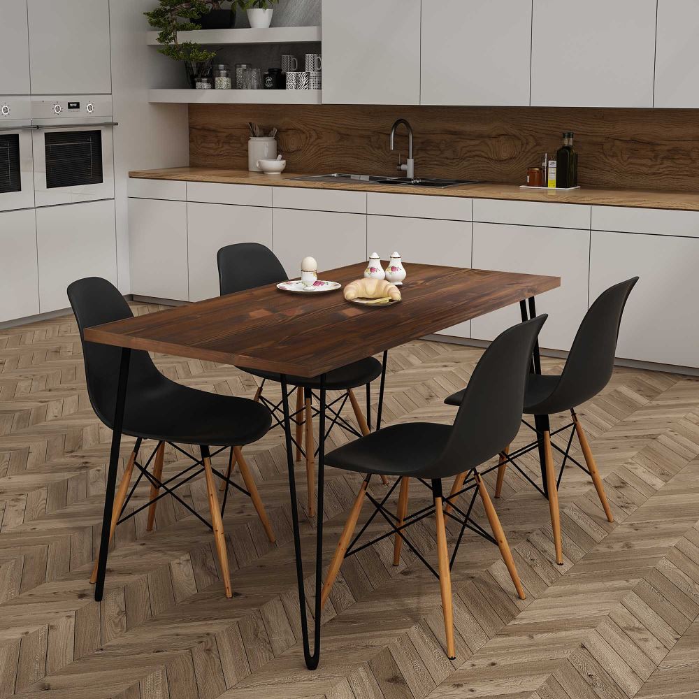 Woodesk Nar Masif Ceviz Renk Masa Takımı 120x60 cm Tekzen