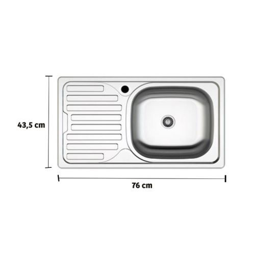 Asil AS07 Sol Damlalıklı Düz Lavabo Evyesi İnset 43,5x76 cm 304 0,6