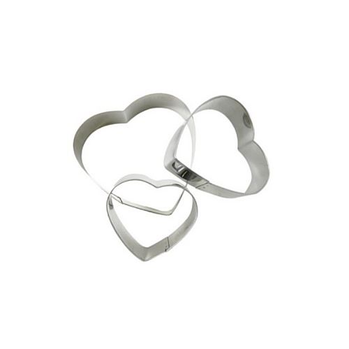 Zenker 3lü Metal Kalp Şekilli Kurabiye Kesici, 2, 4 cm Gri